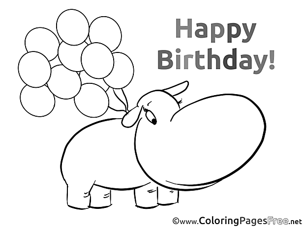 Hippo Birthday Coloring Pages download