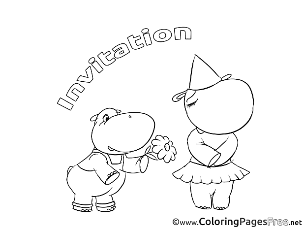 Hippo Colouring Page Birthday free