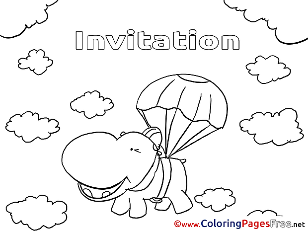 Hippo Kids Birthday Coloring Page