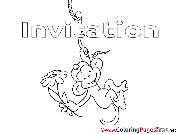 Monkey Colouring Page Birthday free