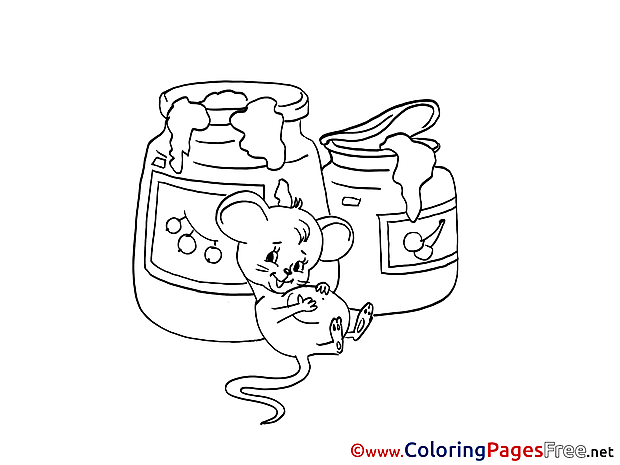 Mouse Children Birthday Colouring Page