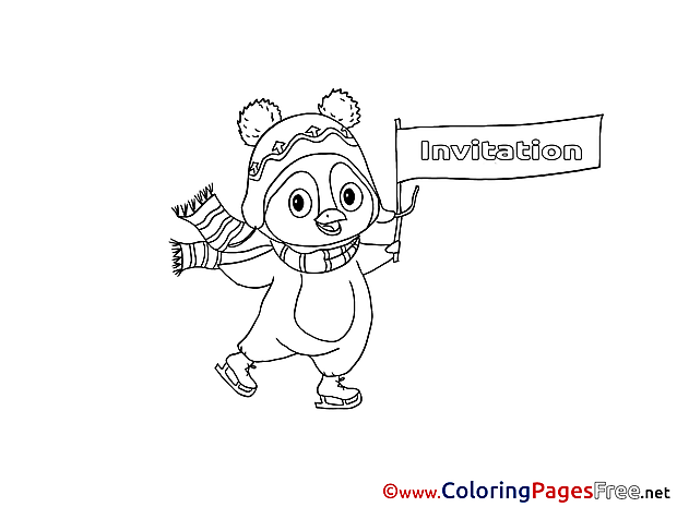 Penguin Kids Birthday Coloring Pages