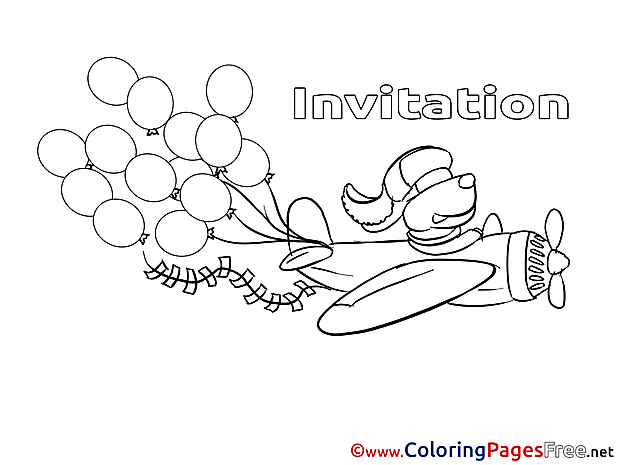 Plane Colouring Page Birthday free