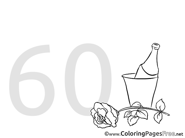 Shampagne 60 Years Birthday free Coloring Pages