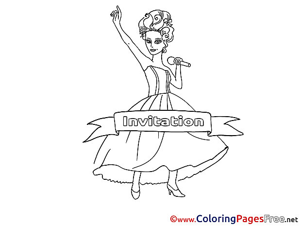 Singer for Kids Birthday Colouring Page