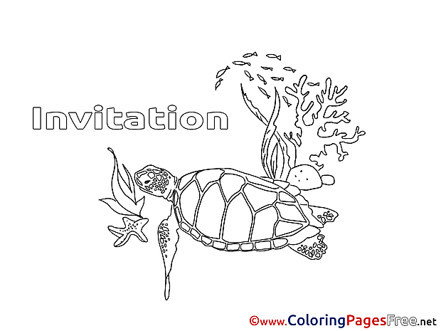 Turtle Kids Birthday Coloring Pages