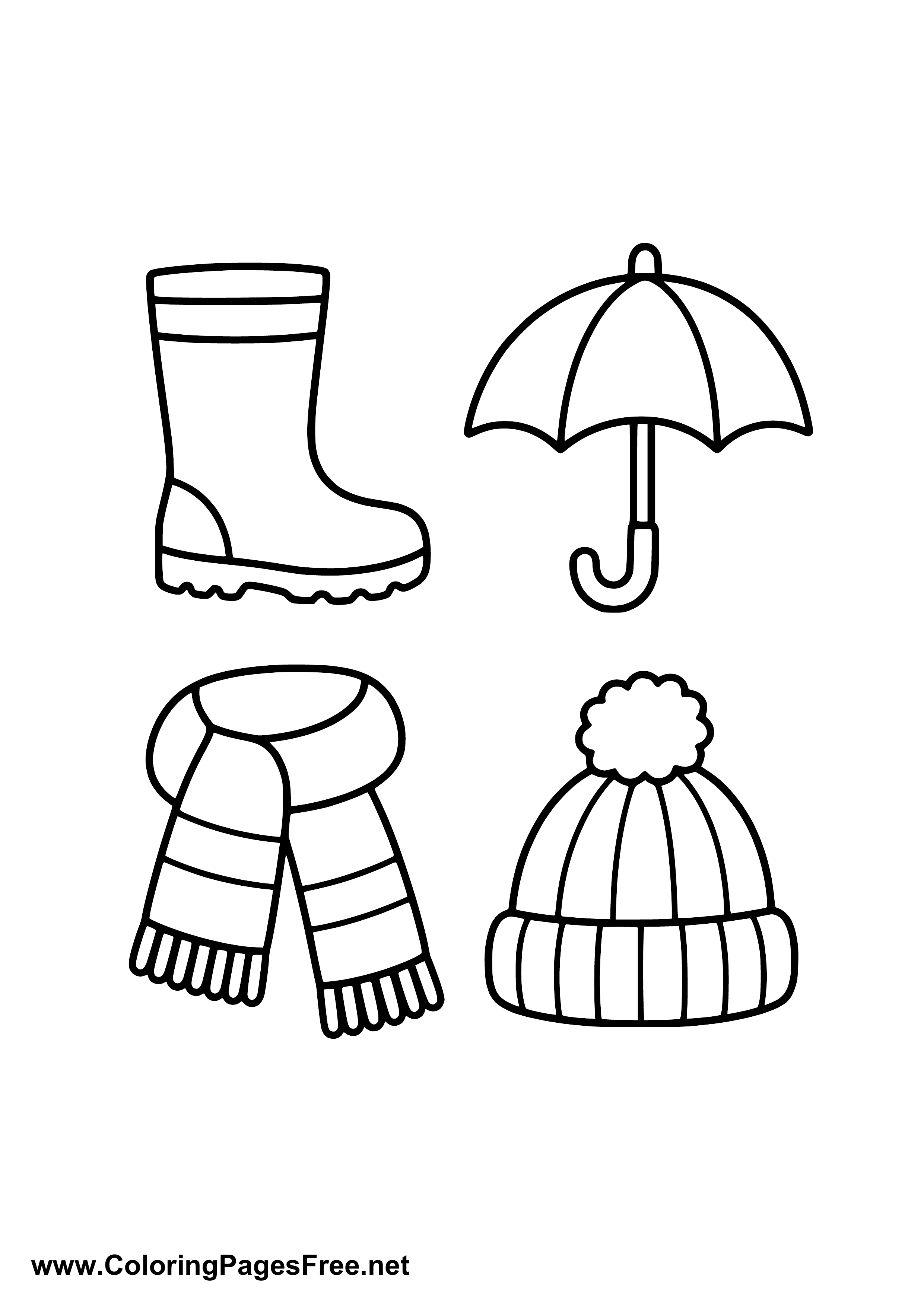 Autumn Clothes Scarf Boots Hat Coloring Page