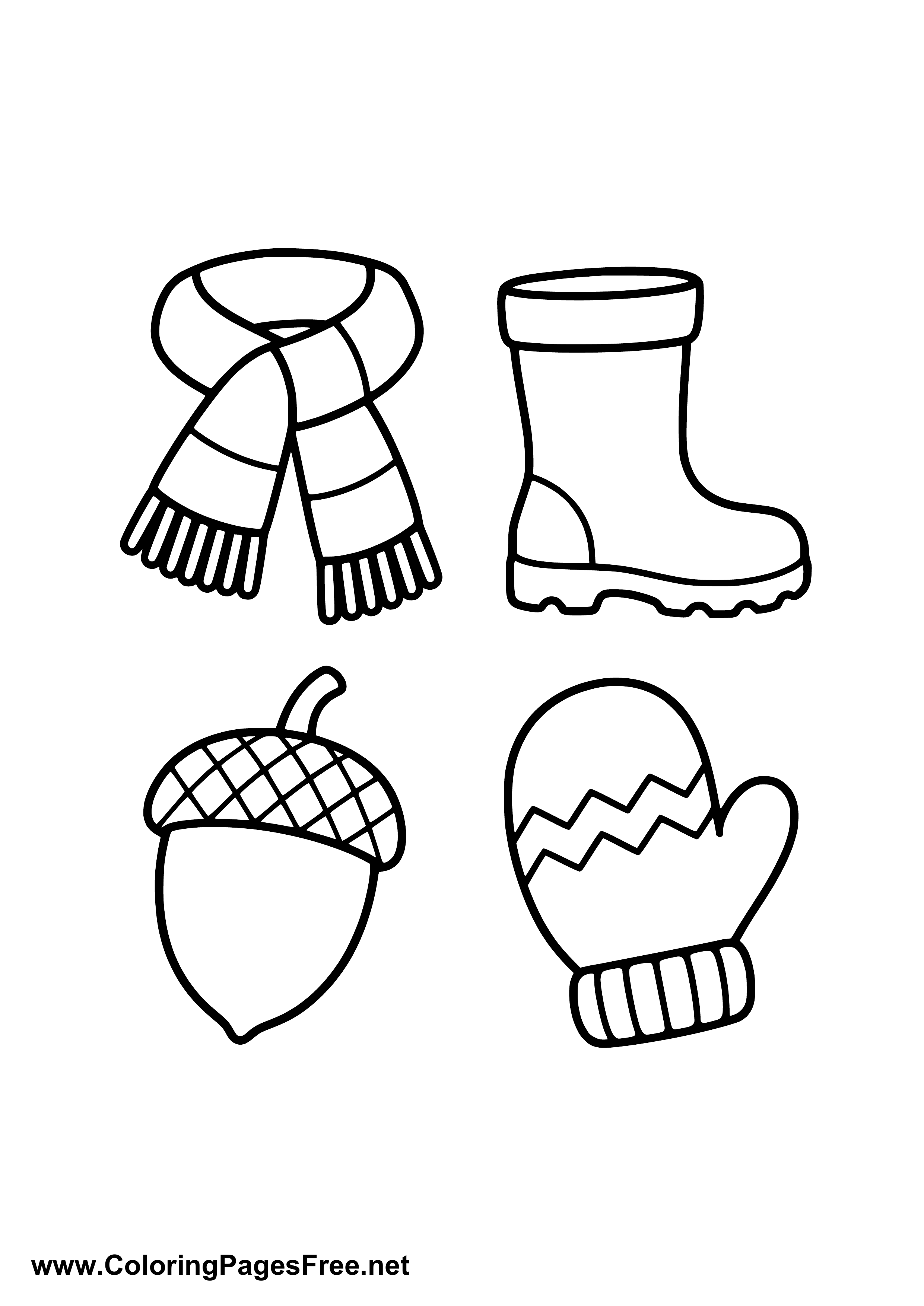 Autumn Clothing Scarf Boots and Hat Coloring Page