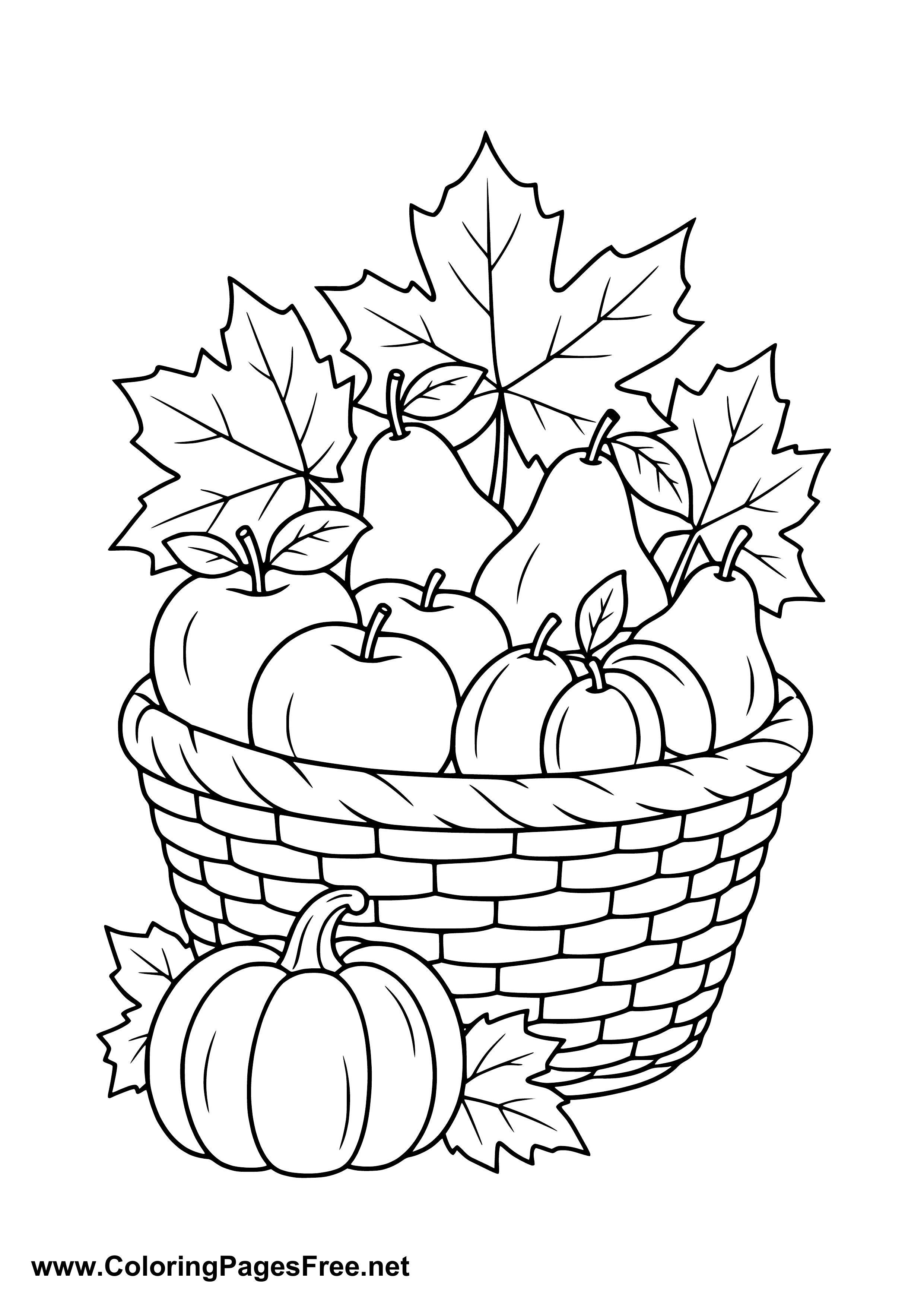 Autumn Harvest Basket Coloring Page