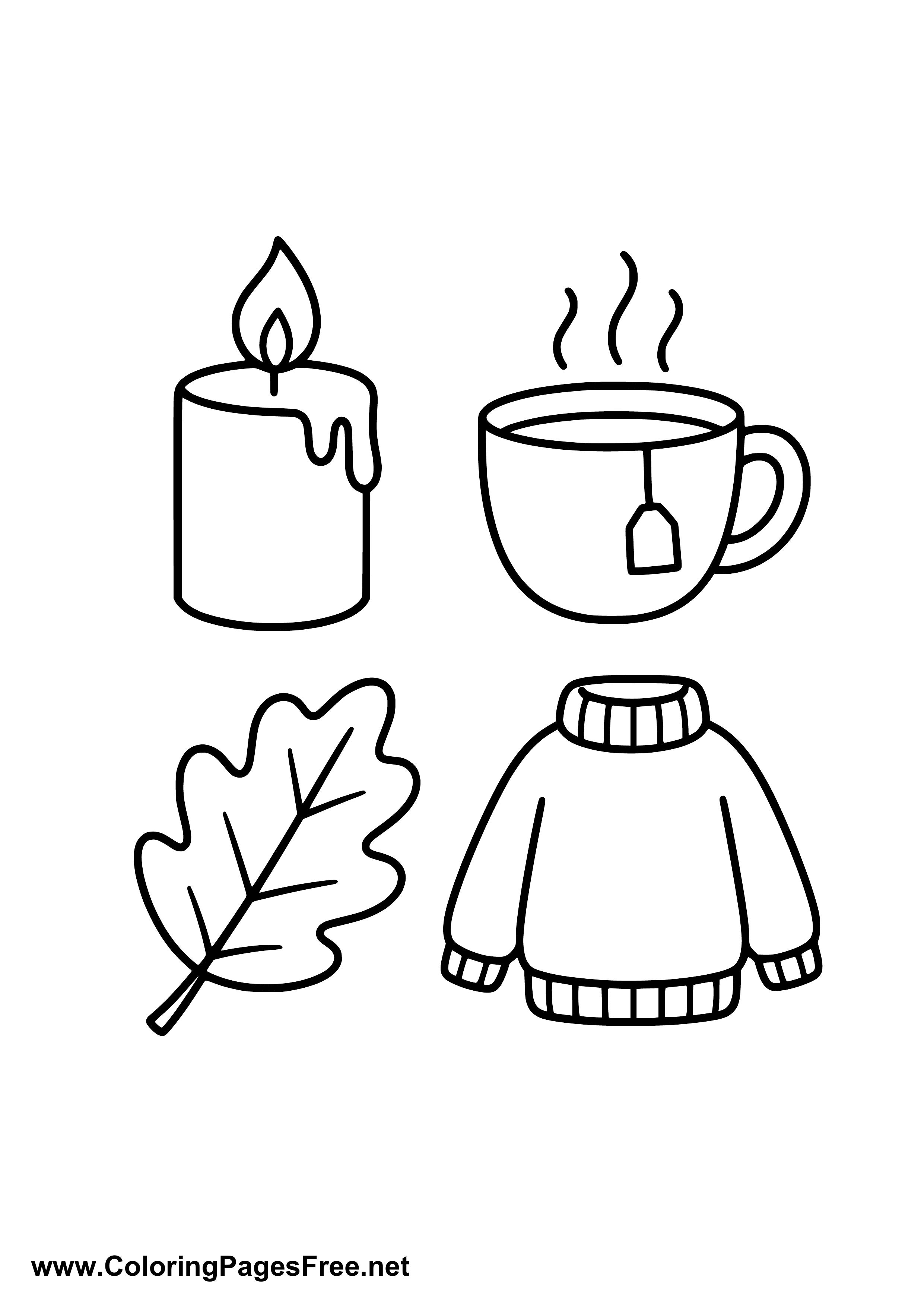 Autumn Items Coloring Page