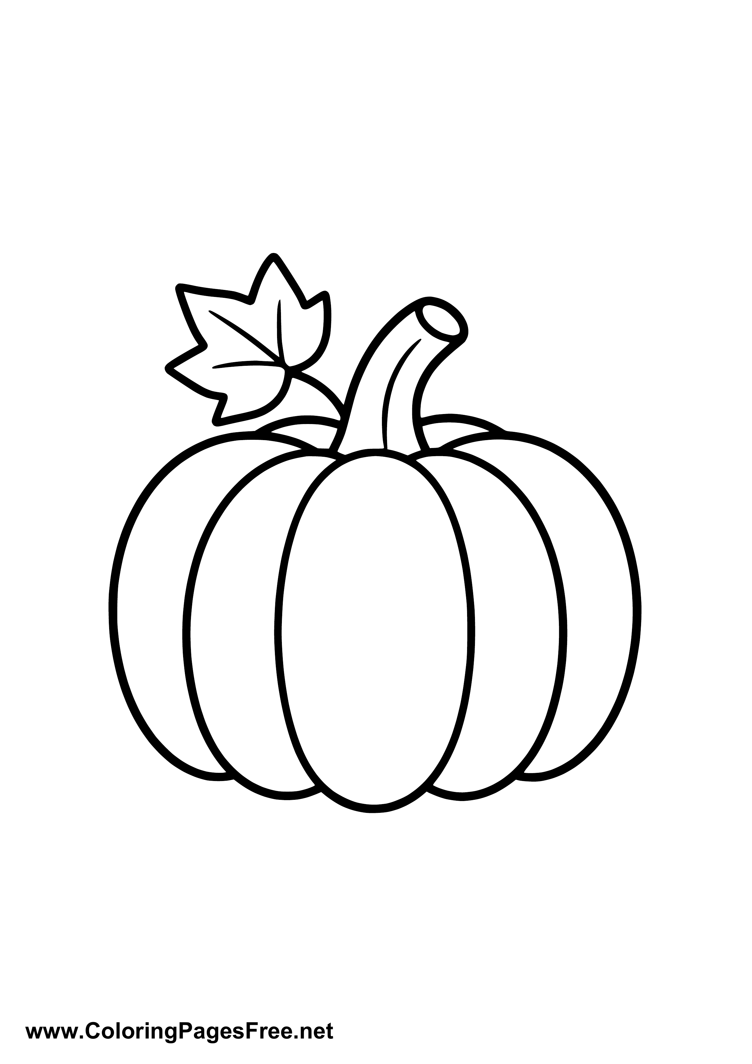 Autumn Pumpkin with Autumn Leaves Coloring Page