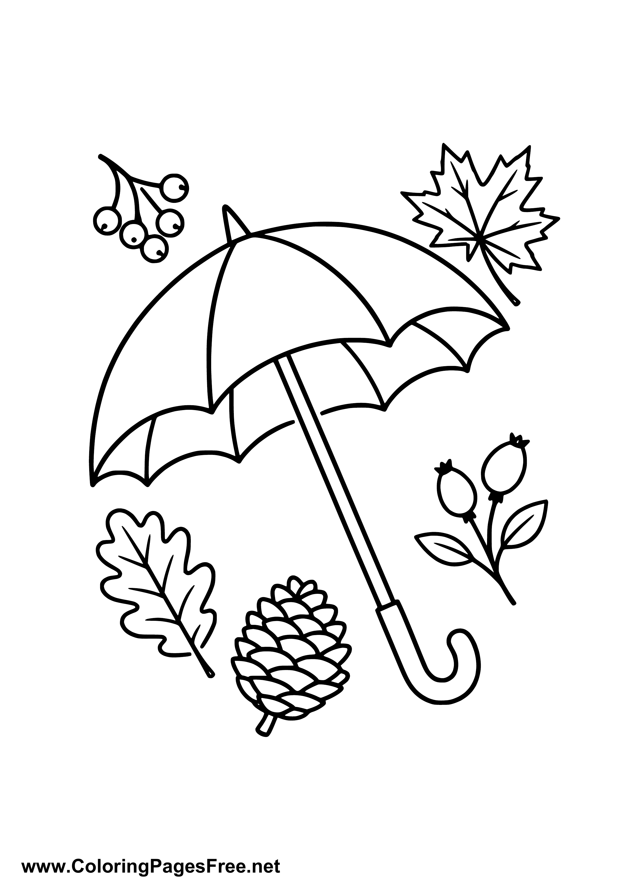 Autumn Umbrella Coloring Page