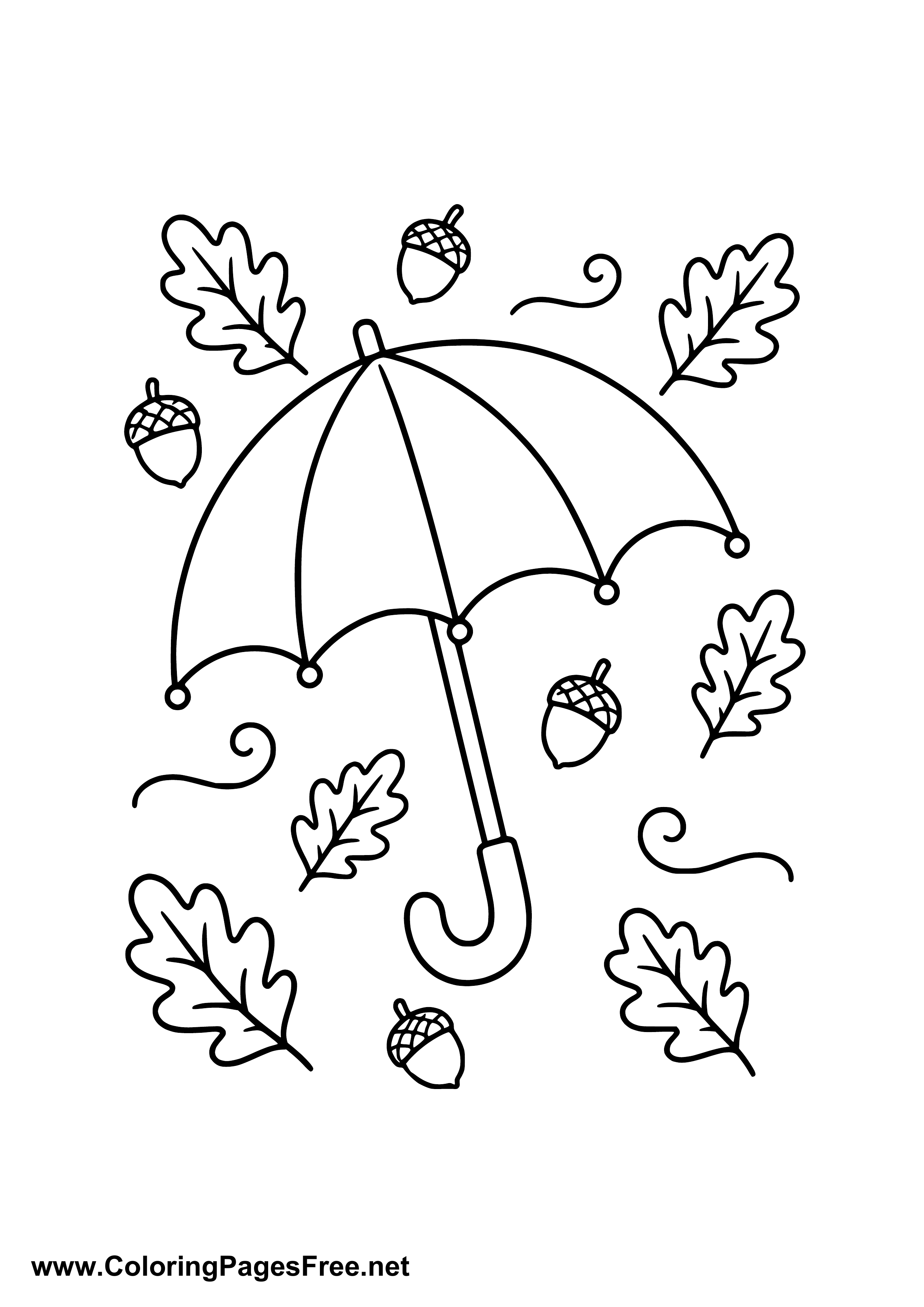 Autumn Umbrella Coloring Page to Print