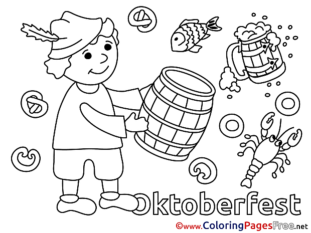 Barrel Oktoberfest for Kids printable Colouring Page