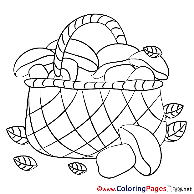 Basket Mushrooms Kids download Coloring Pages