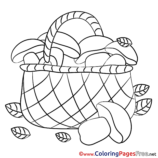 Basket Mushrooms Kids download Coloring Pages