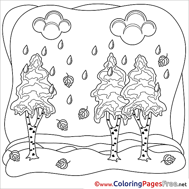 Birches Children download Colouring Page