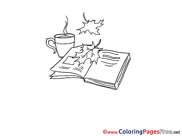 Book Coffee for Kids printable Colouring Page