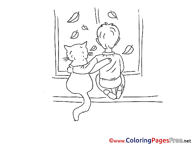 Cat Boy Kids free Coloring Page