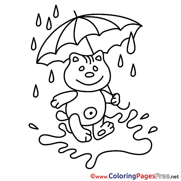 Cat Umbrella Coloring Pages for free