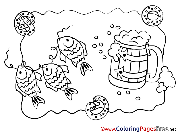 Fish Oktoberfest download printable Coloring Pages