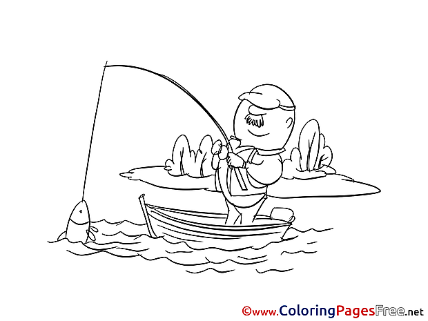 Fisherman for Kids printable Colouring Page