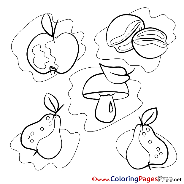 Fruits Mushroom Children Coloring Pages free