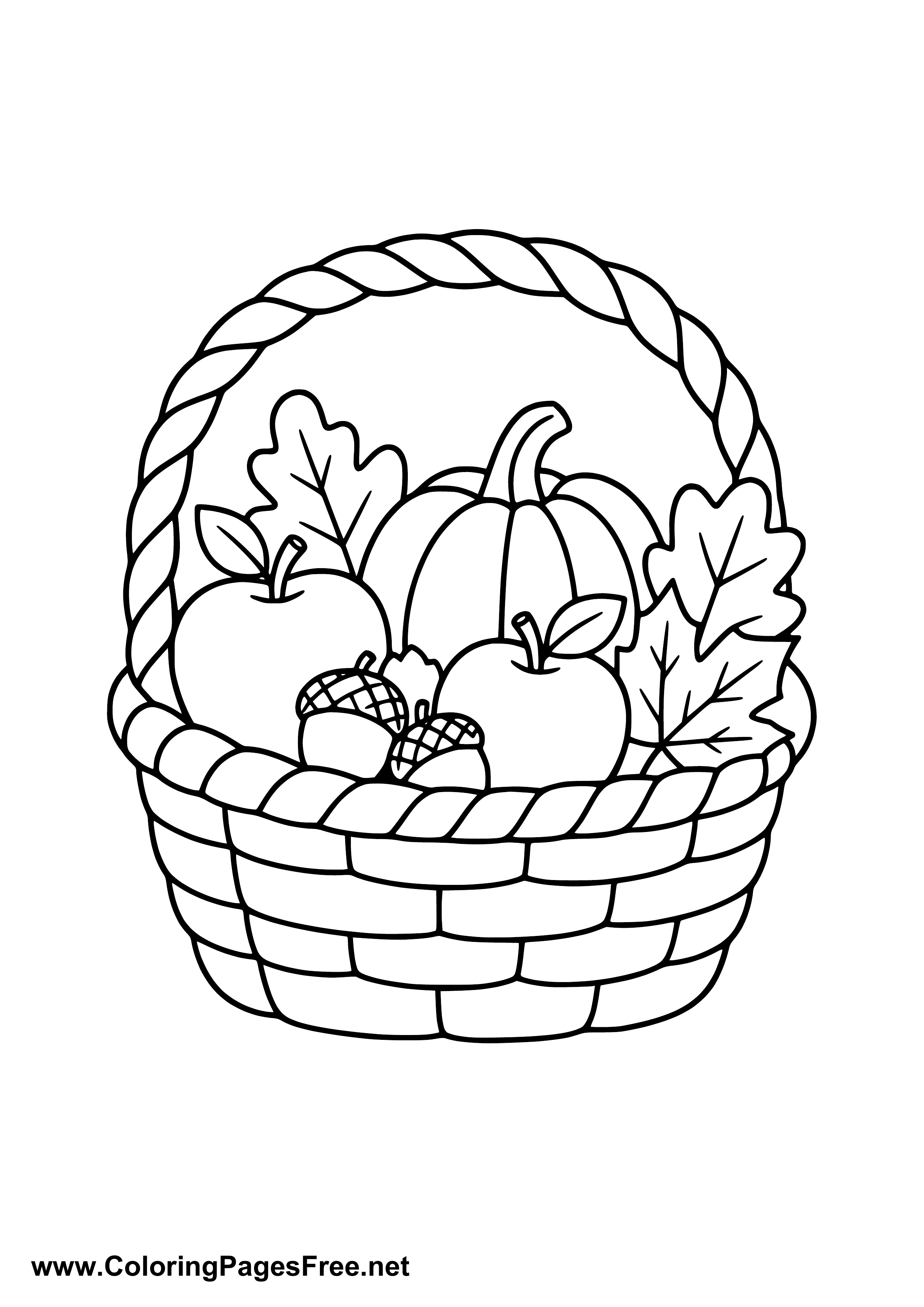 Harvest Basket Autumn Coloring Page