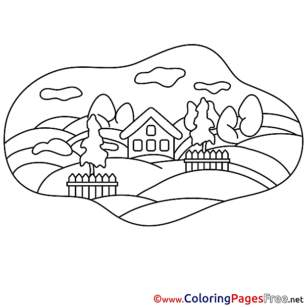 House for Kids printable Colouring Page