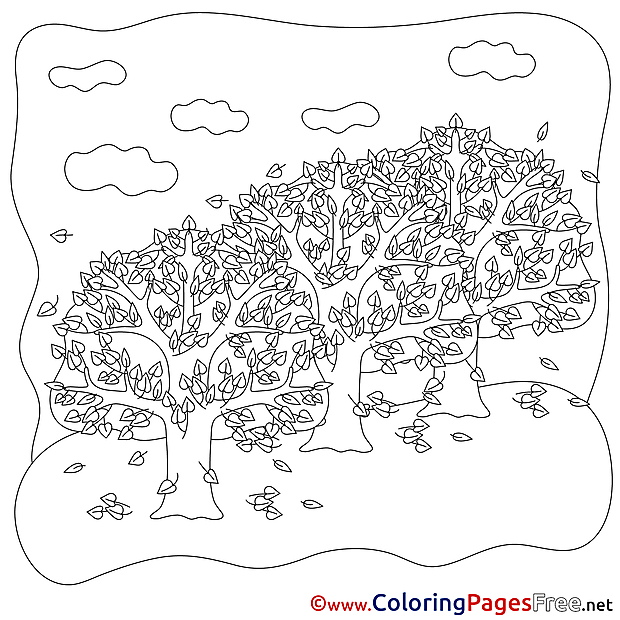 Leaf Fall Children Coloring Pages free