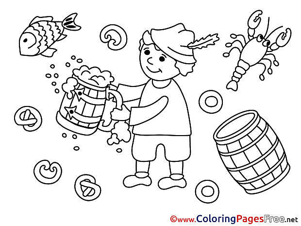 Mug Beer  Oktoberfest for Children free Coloring Pages