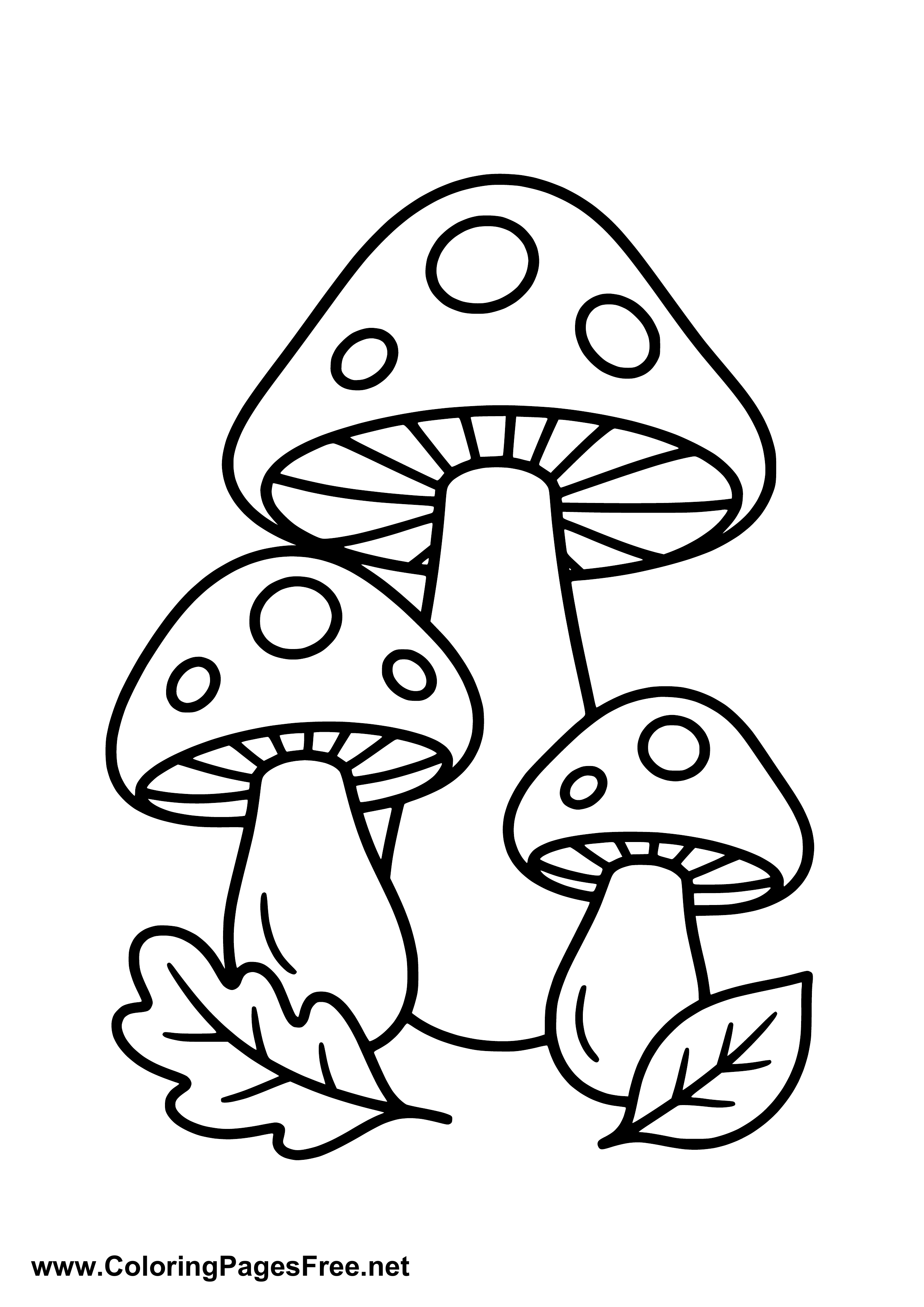 Mushroom Group Autumn Coloring Page Variant