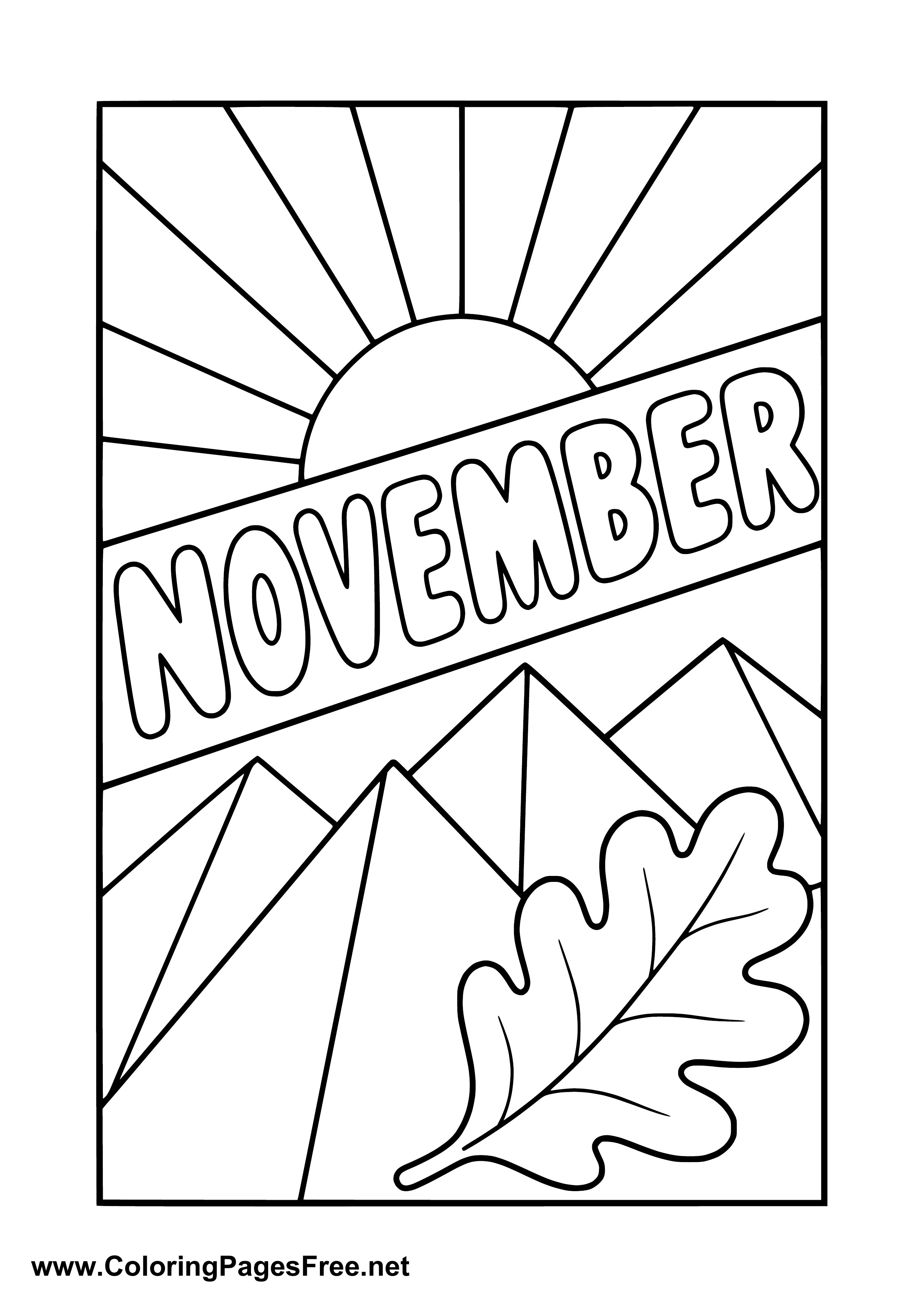 November Geometric Autumn Mountain Poster Coloring Page