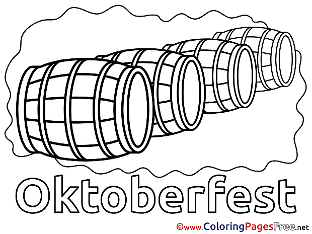 Oktoberfest Barrels for Kids printable Colouring Page
