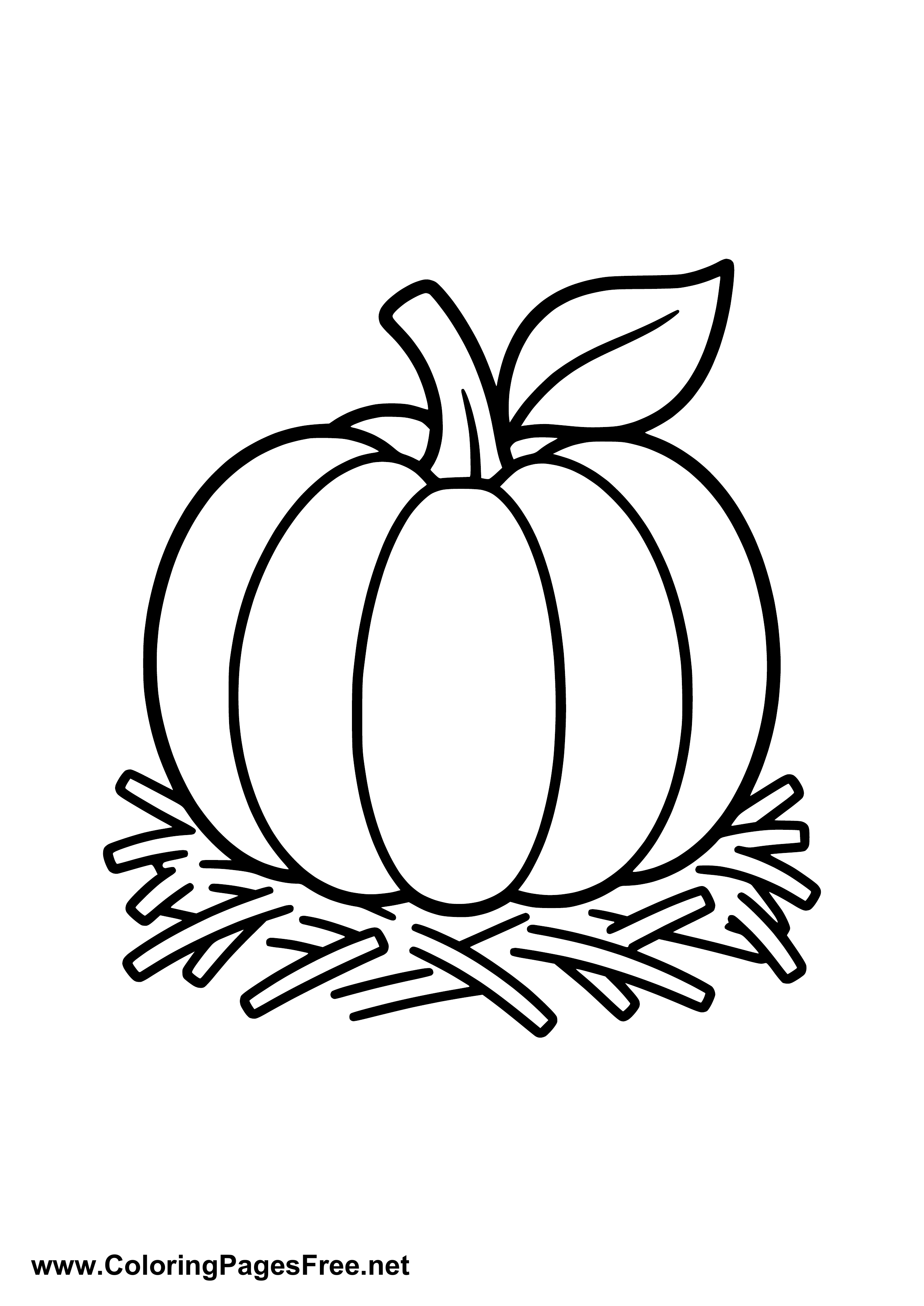 Pumpkin in Autumn Leaves Coloring Page