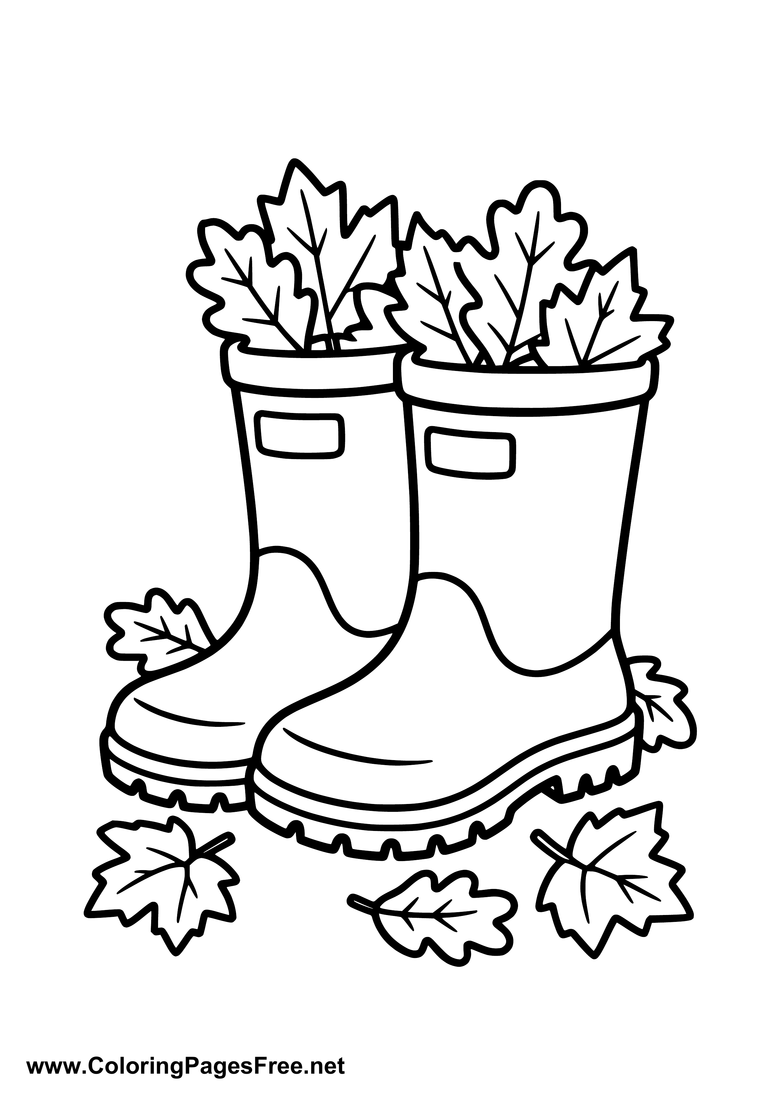 Rain Boots in Autumn Coloring Page