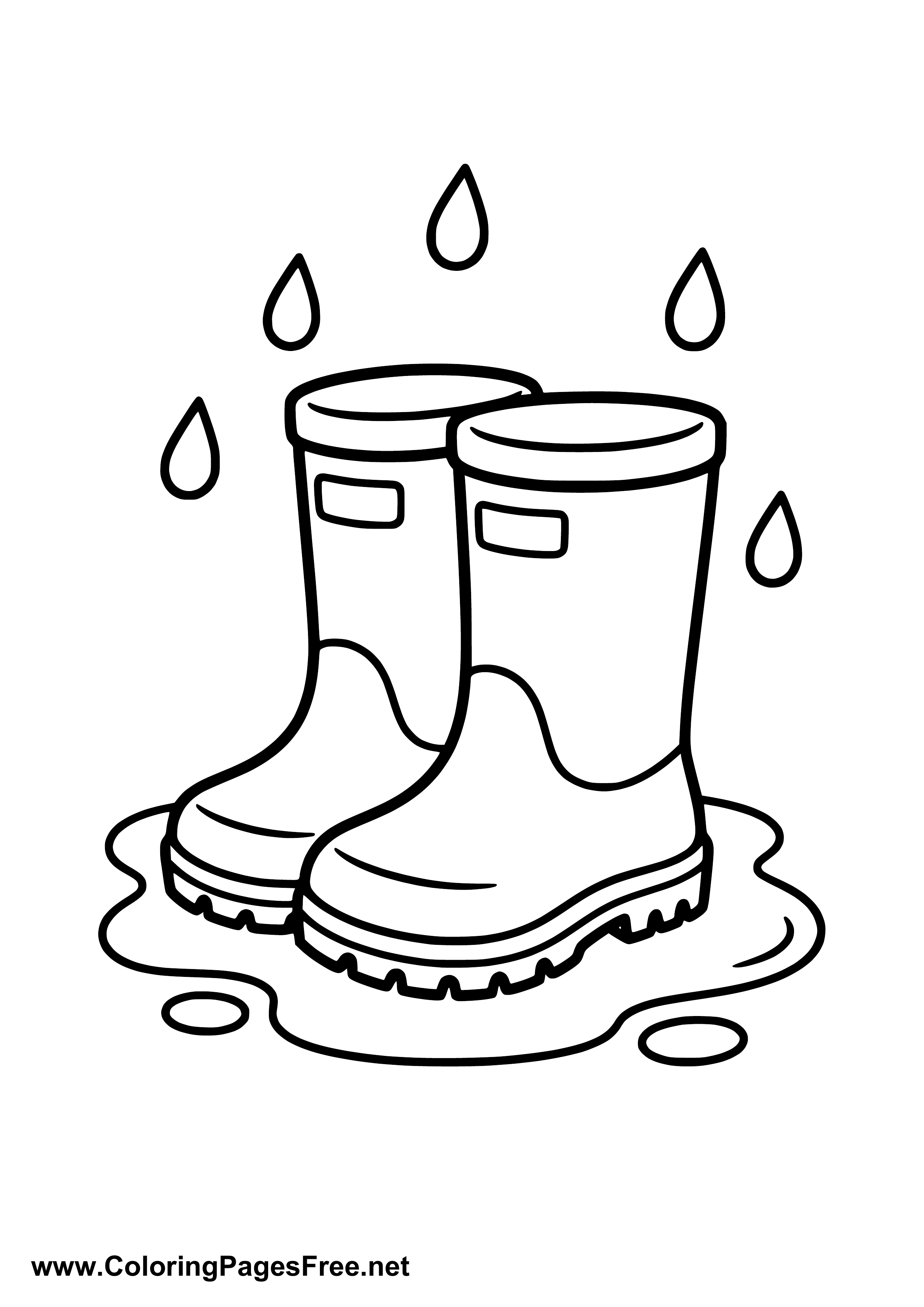 Rain Boots in the Rain Coloring Page