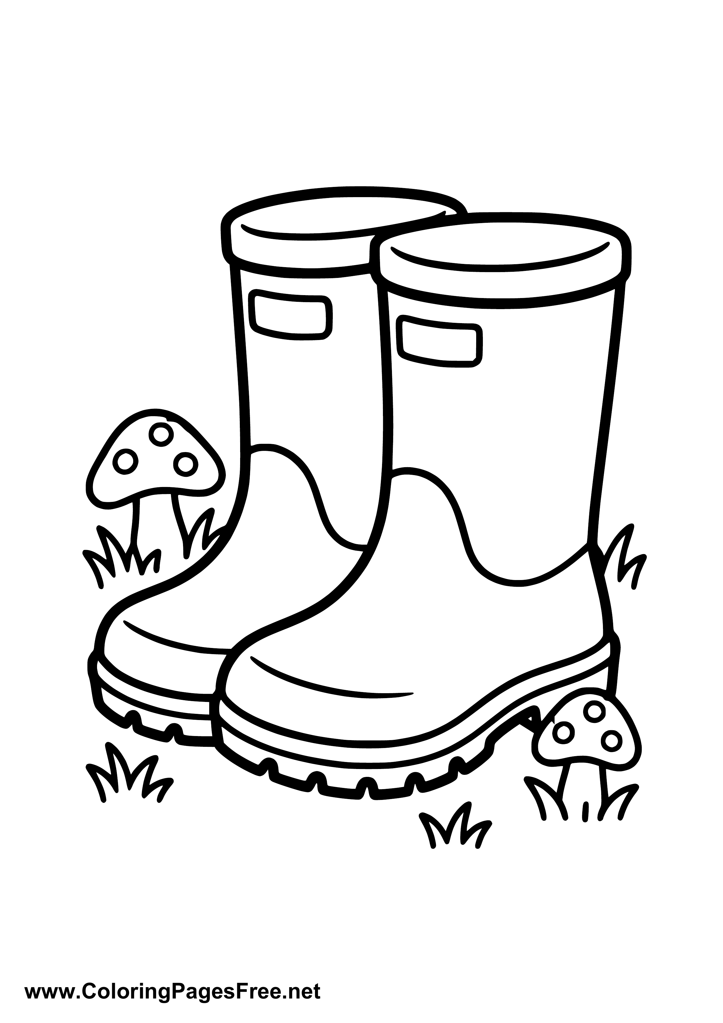 Rain Boots with Autumn Motif Coloring Page