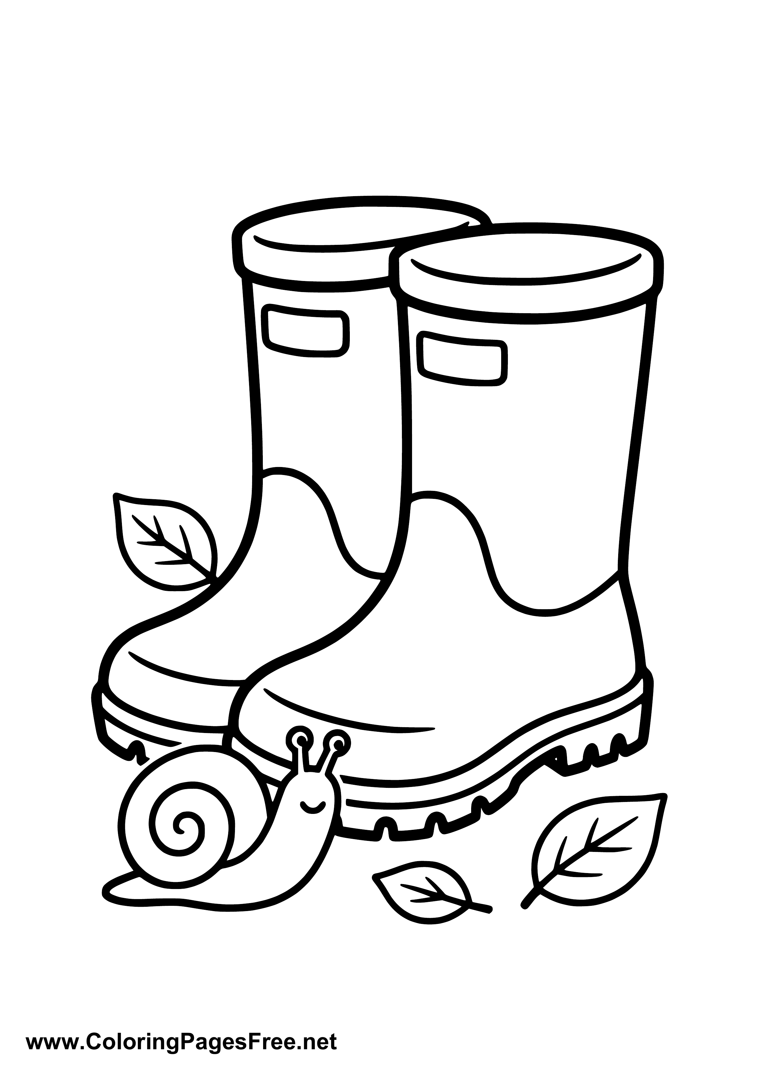 Rain Boots with Umbrella Coloring Page