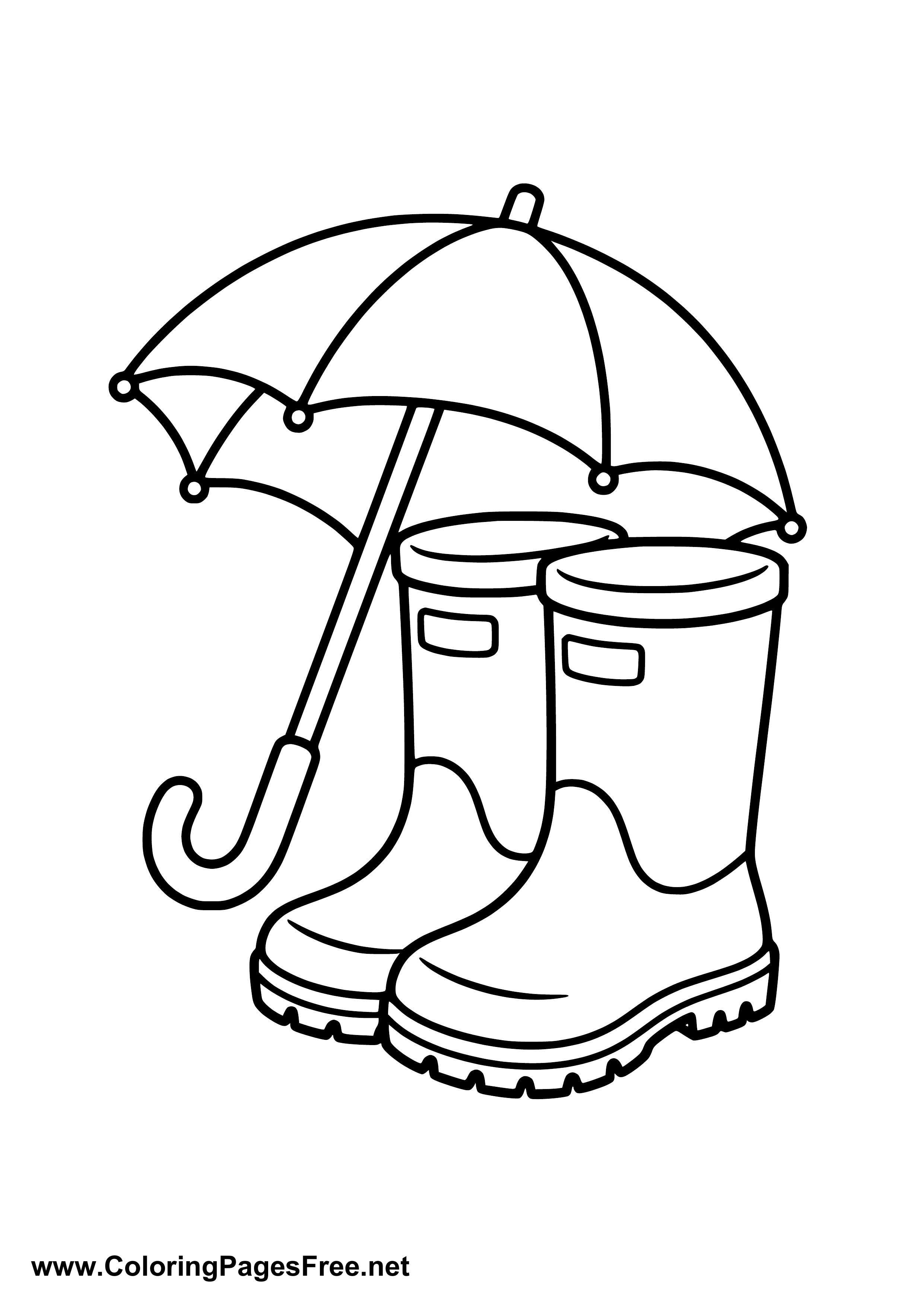 Rain Boots with Umbrella Coloring Page Variant