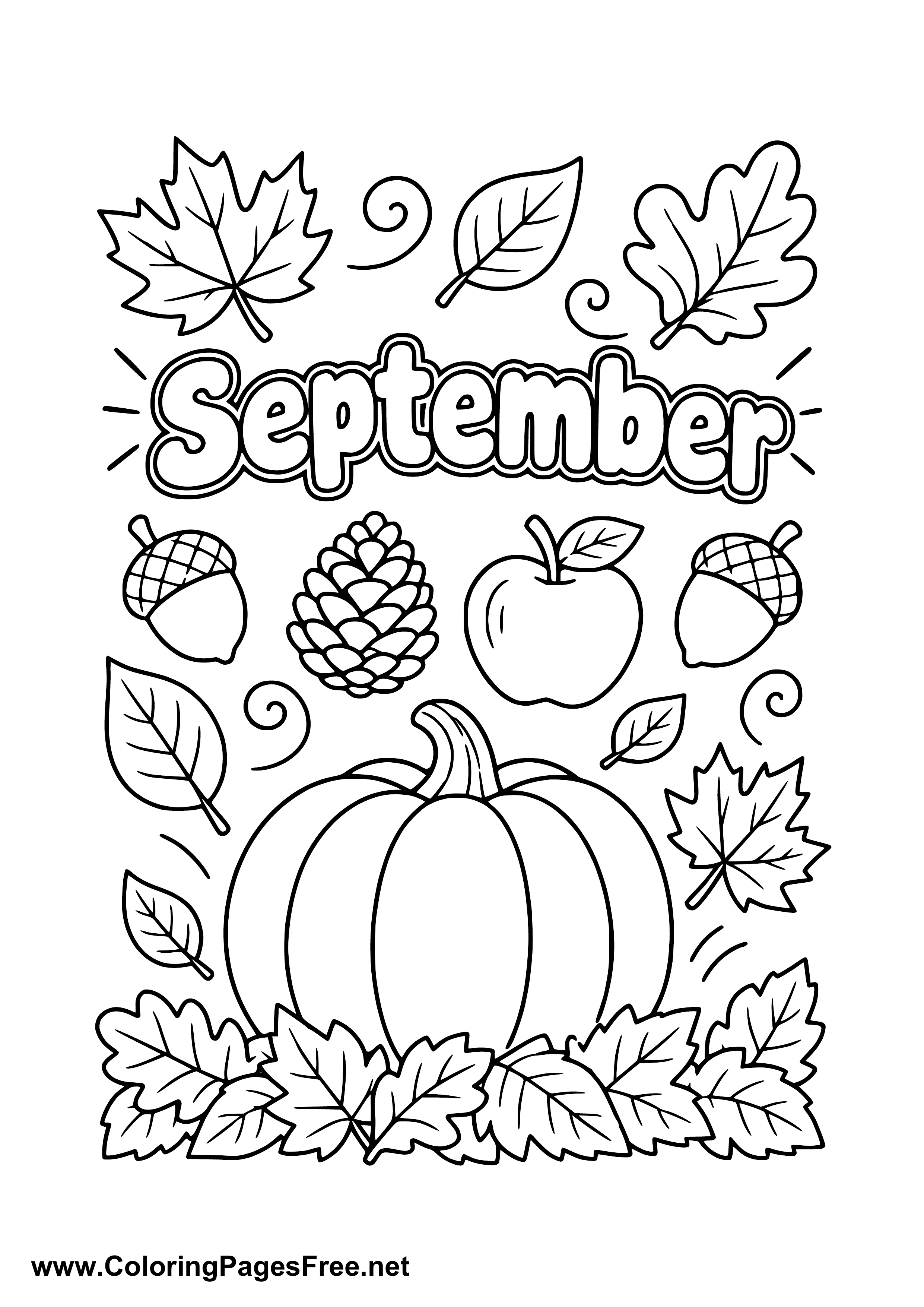 September Coloring Page to Print