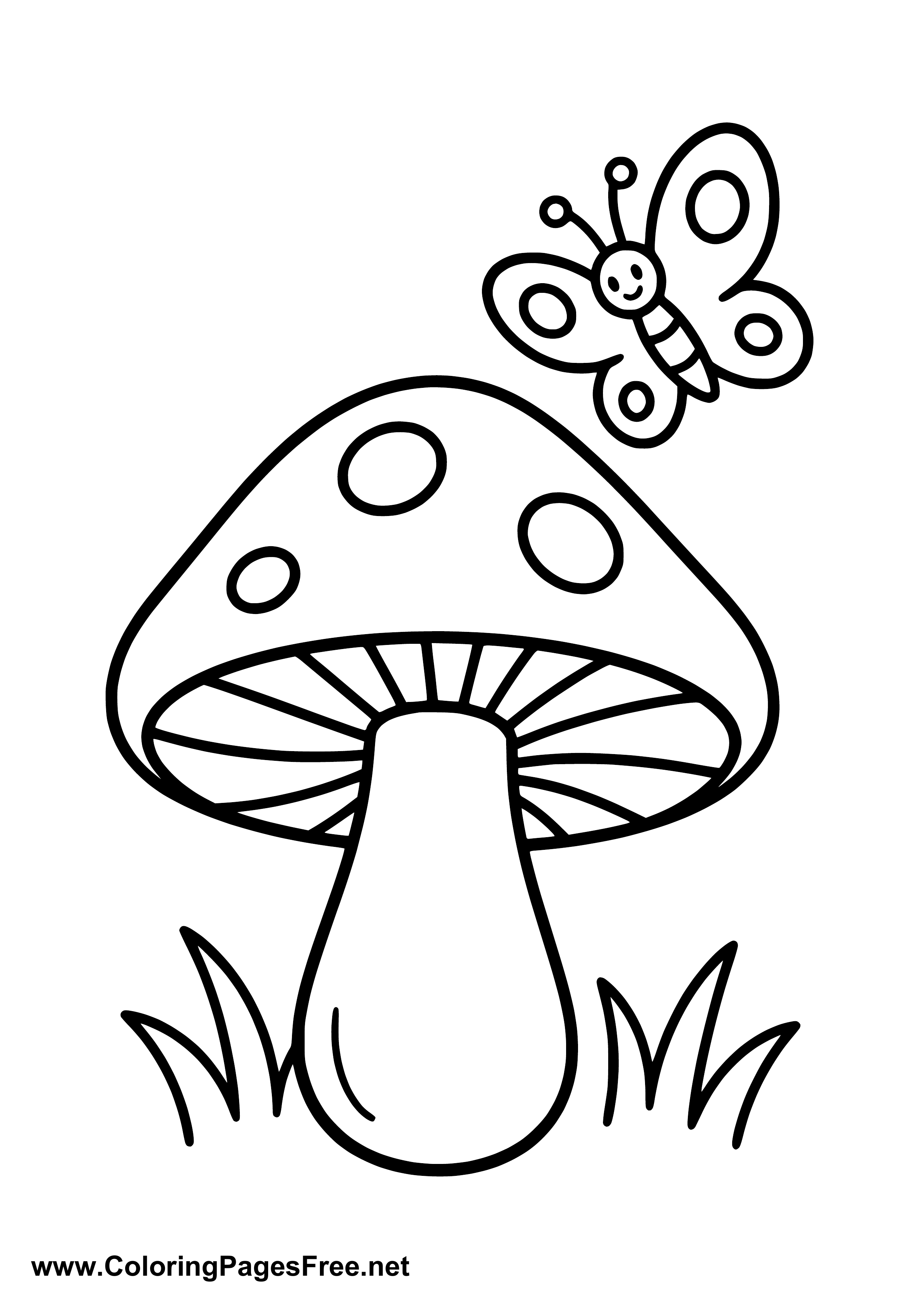 Small Mushroom Coloring Page Easy