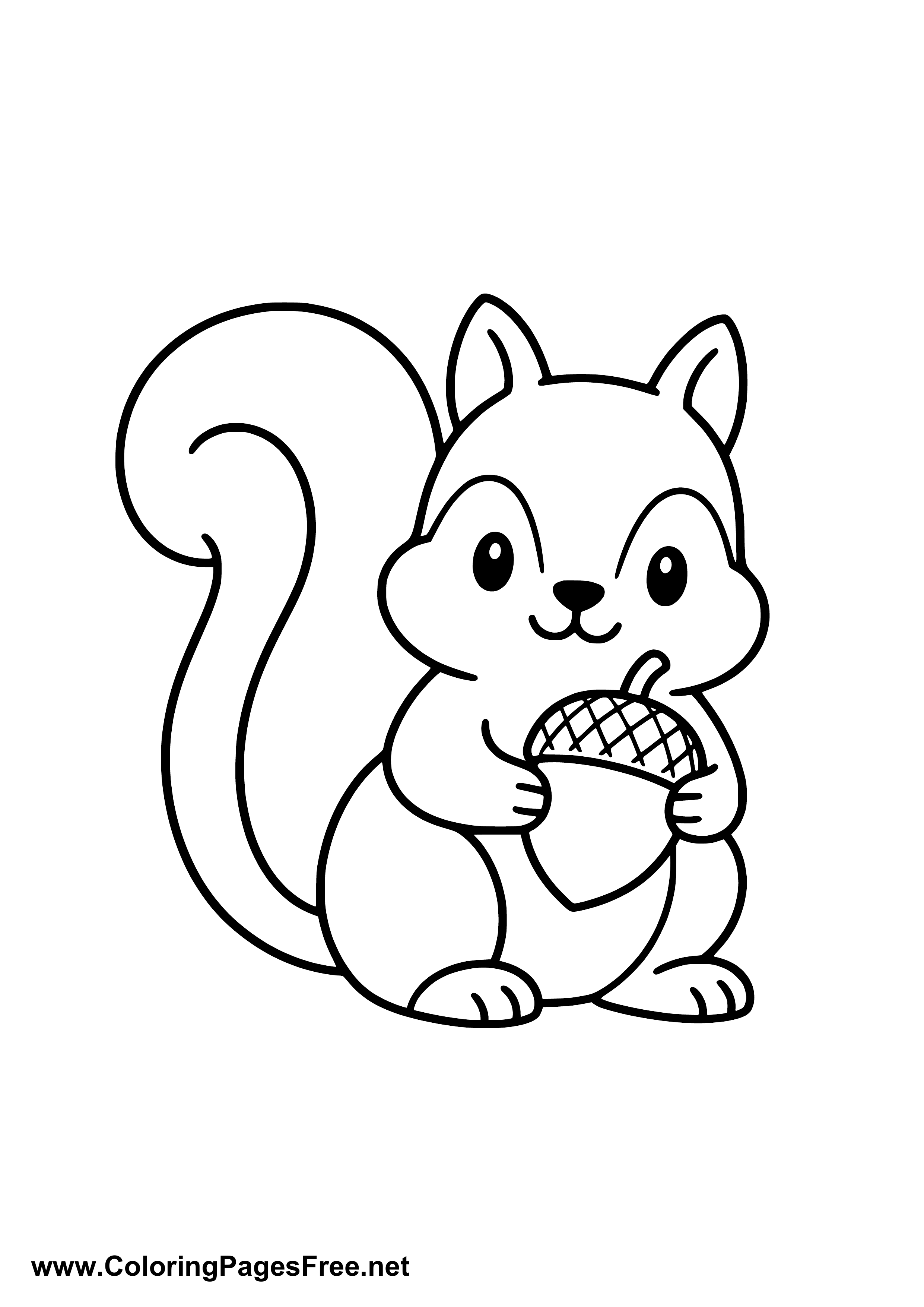 Squirrel with Acorn Coloring Page
