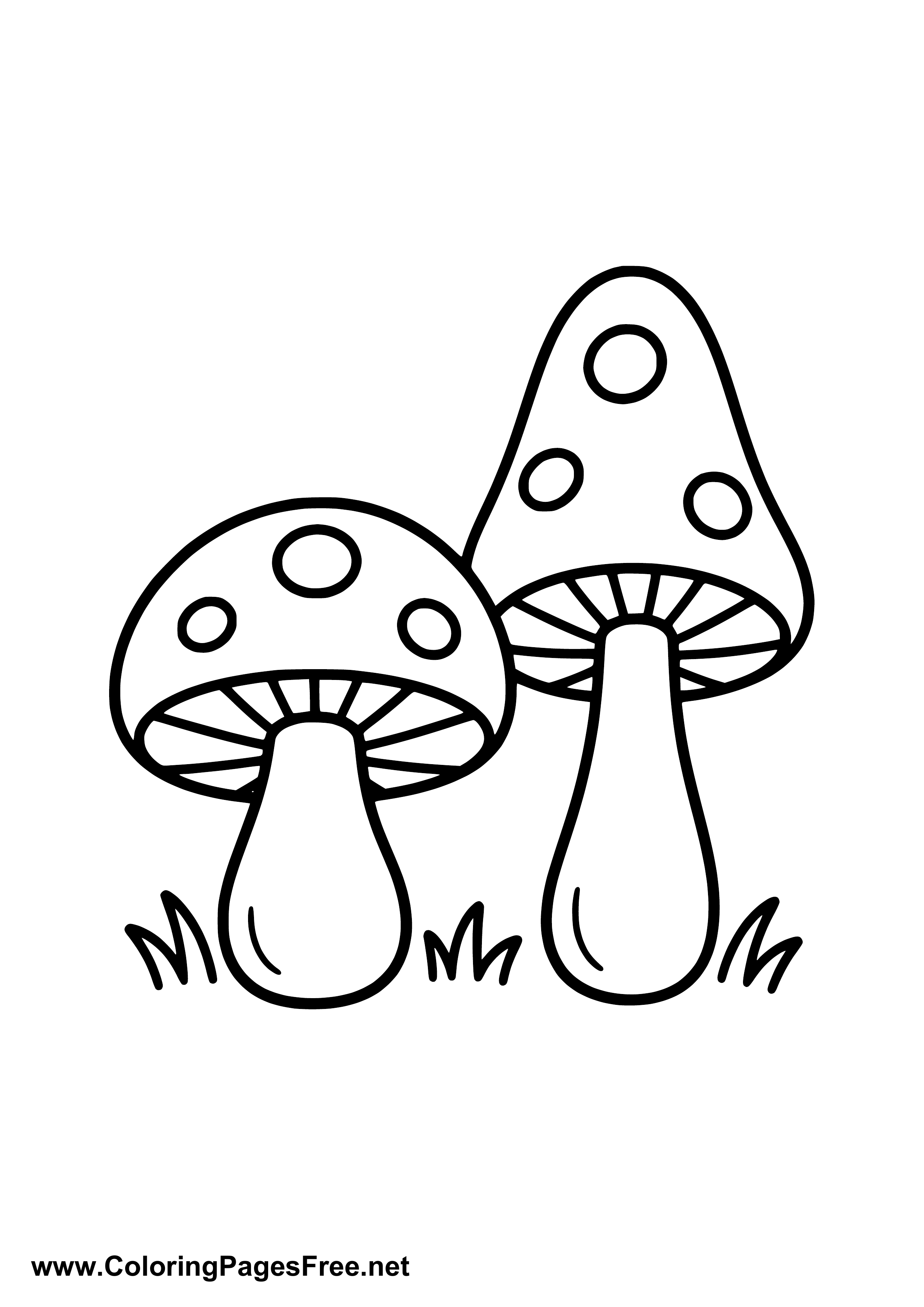 Two Mushrooms Coloring Page to Print