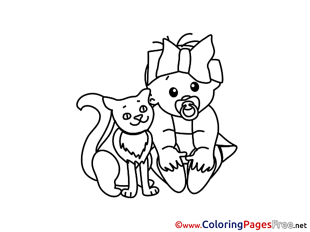 Cat Kids free Coloring Page