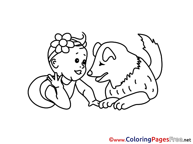 Dog for Kids printable Colouring Page