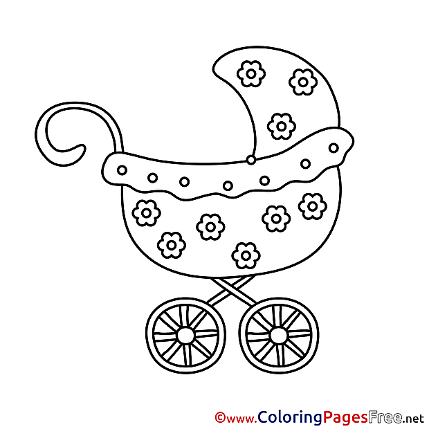 Flowers Pram for free Coloring Pages download