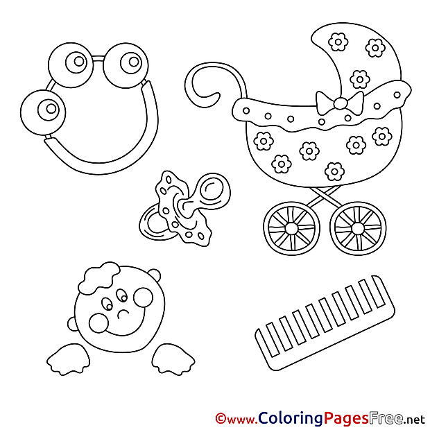 Flowers Rattle Baby free printable Coloring Sheets