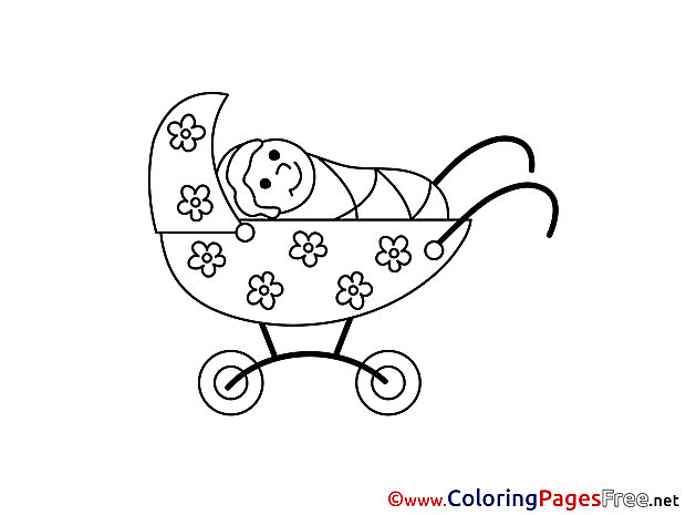 Pram for free Coloring Pages download