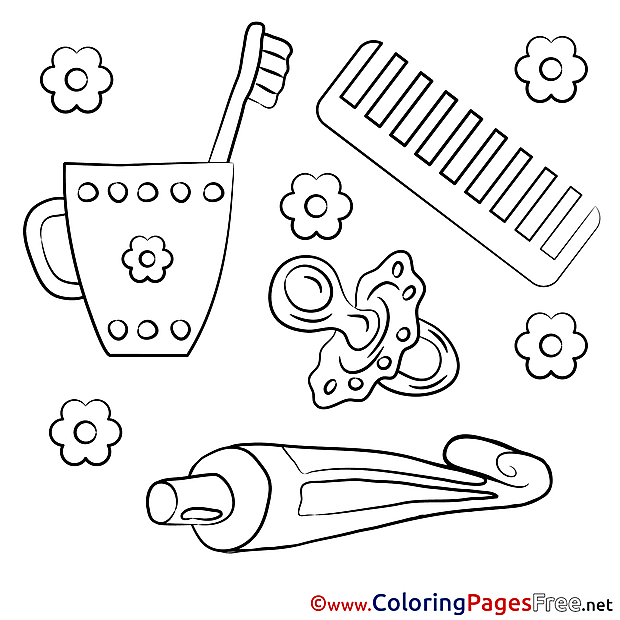 Toothpaste Toothbrush Kids free Coloring Page